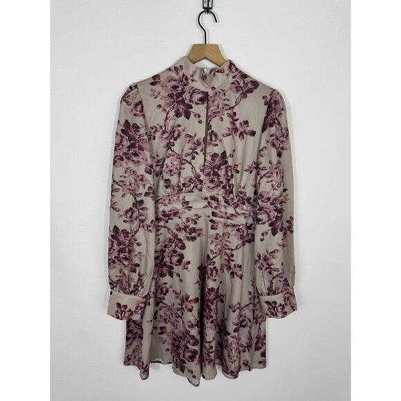 Shein Pink Floral Long Sleeve Mini Dress Size XL - Picture 1 of 6
